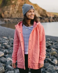 Clementine Recycled Quilted Popper Up Hoodie