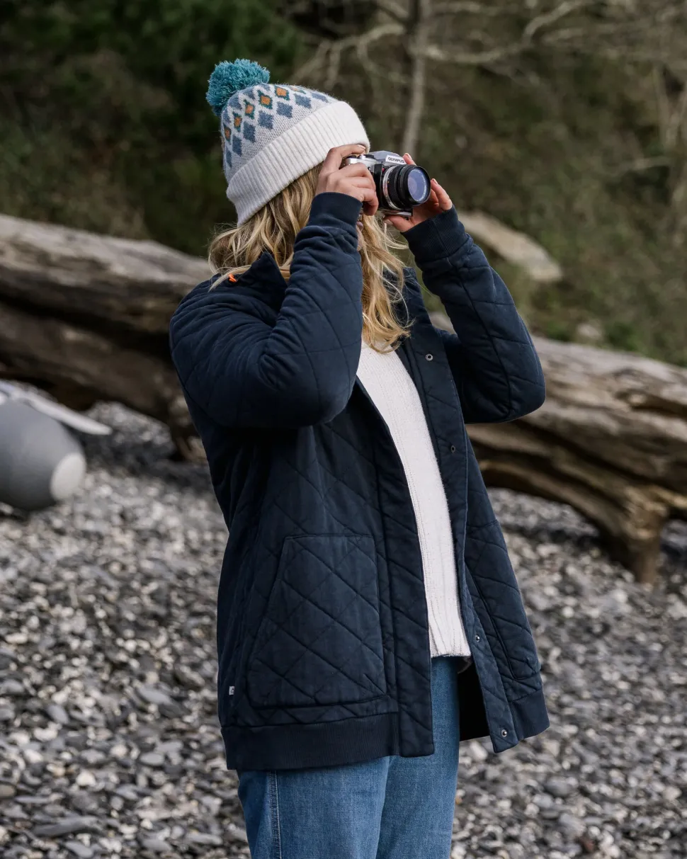 Clementine Recycled Quilted Popper Up Hoodie